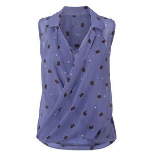 Cabi crossover blouse with removable matching v neck cami